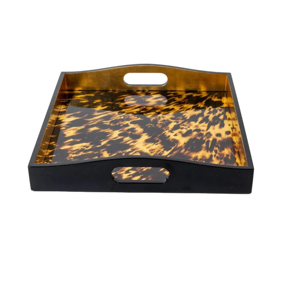 Tortoiseshell Lacquer Square Tray - 14" Square