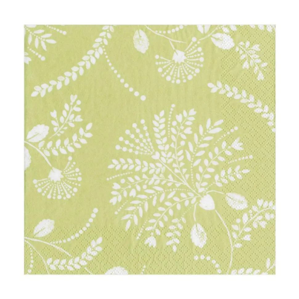 Trailing Floral Paper Luncheon Napkins in Pale Green - 20 Per Package