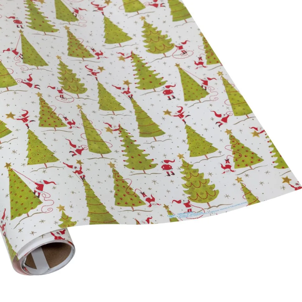 Twirling Santas Gift Wrap - One 30" x 8' Roll