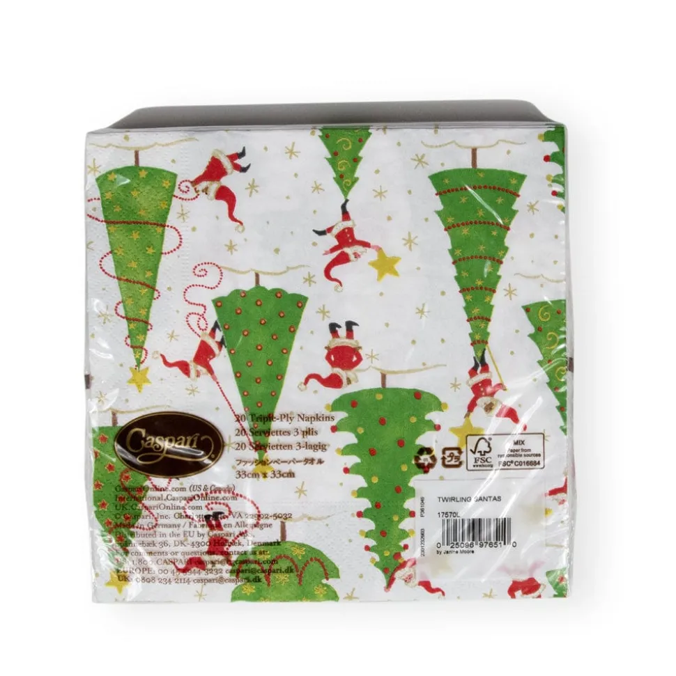 Twirling Santas Luncheon Napkins - 20 Per Package