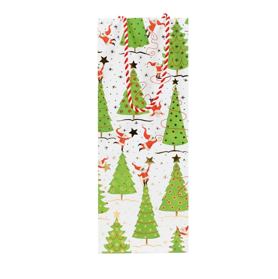 Twirling Santas Wine & Bottle Gift Bag - 1 Each