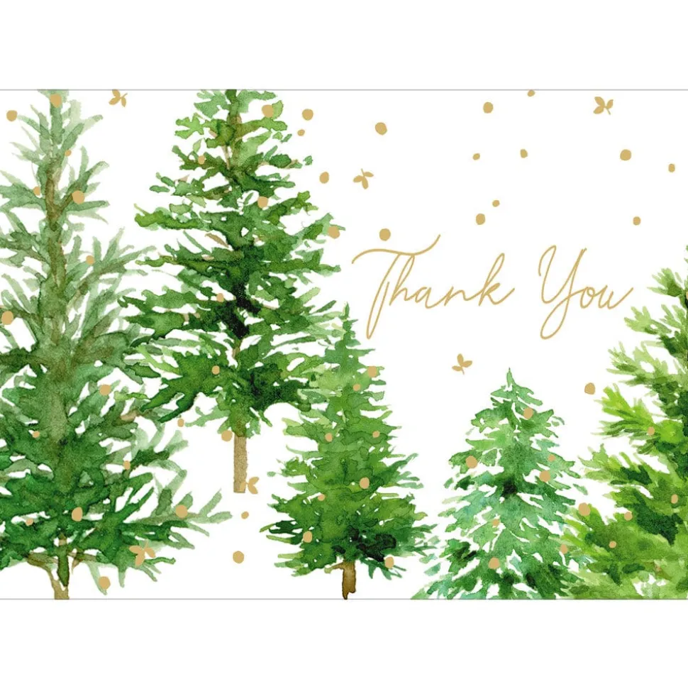 White Christmas Foil Thank You Notes