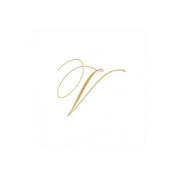 White Pearl & Gold Paper Linen Single Initial Boxed Cocktail Napkins - 30 Per Box