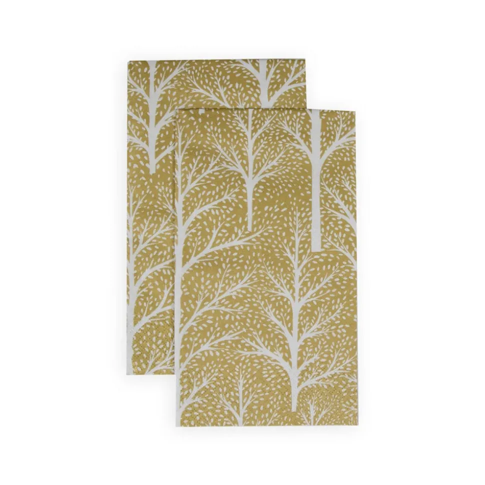 Winter Trees Gold & White Guest Towel Napkins - 15 Per Package