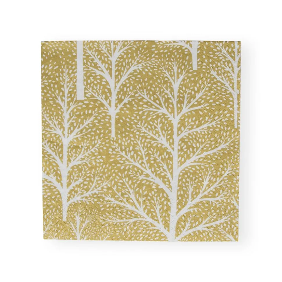 Winter Trees Gold & White Luncheon Napkins - 20 Per Package