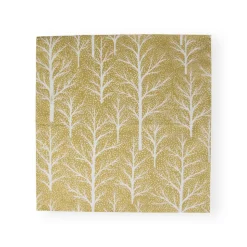 Winter Trees Gold & White Luncheon Napkins - 20 Per Package
