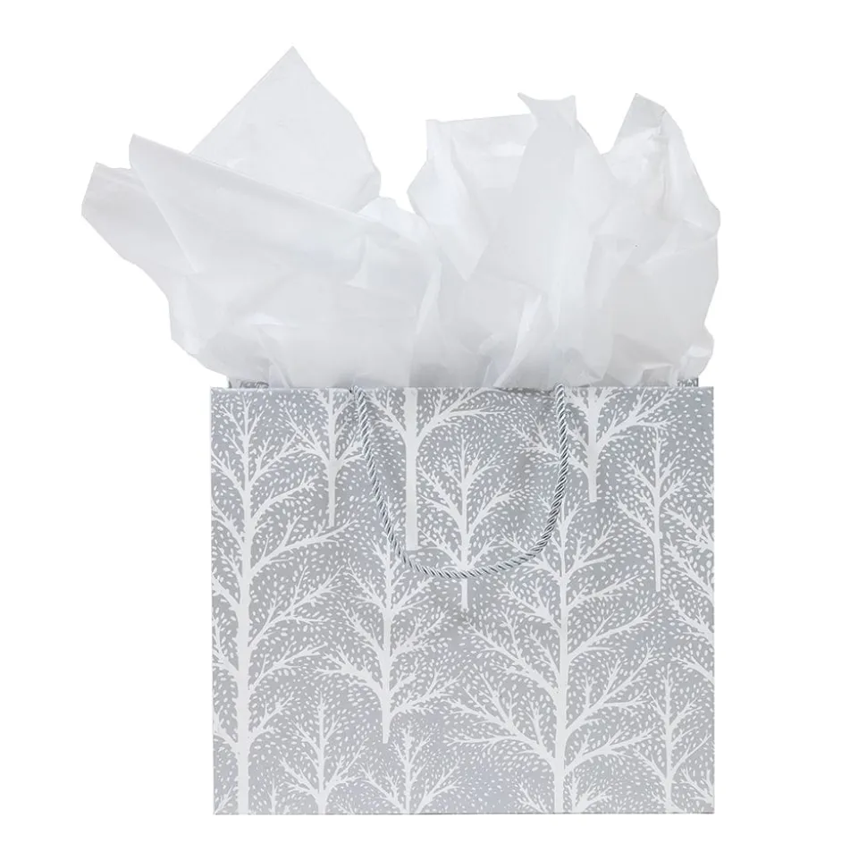 Winter Trees Silver Large Gift Bag - 1 Each