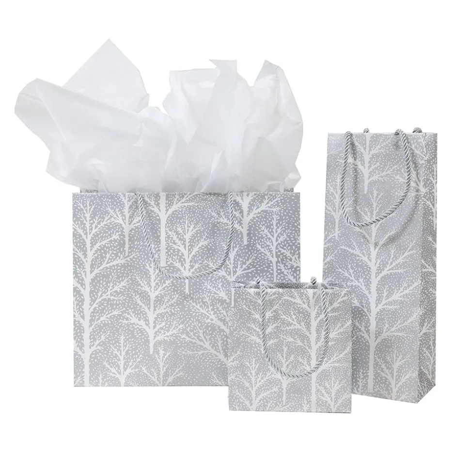 Winter Trees Silver Large Gift Bag - 1 Each