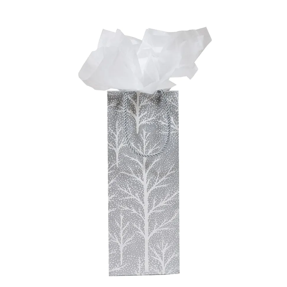 Winter Trees Silver Wine & Bottle Gift Bag - 1 Each