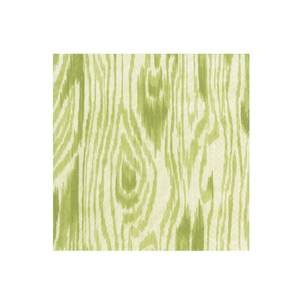 Woodgrain Moss Green Cocktail Napkins - 20 Per Package