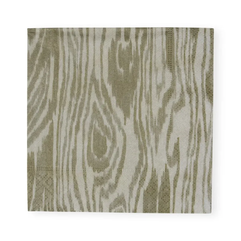 Woodgrain Silver & Gold Cocktail Napkins - 20 Per Package