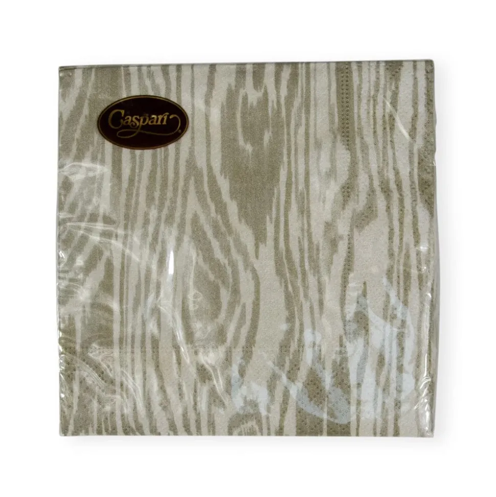 Woodgrain Silver & Gold Cocktail Napkins - 20 Per Package
