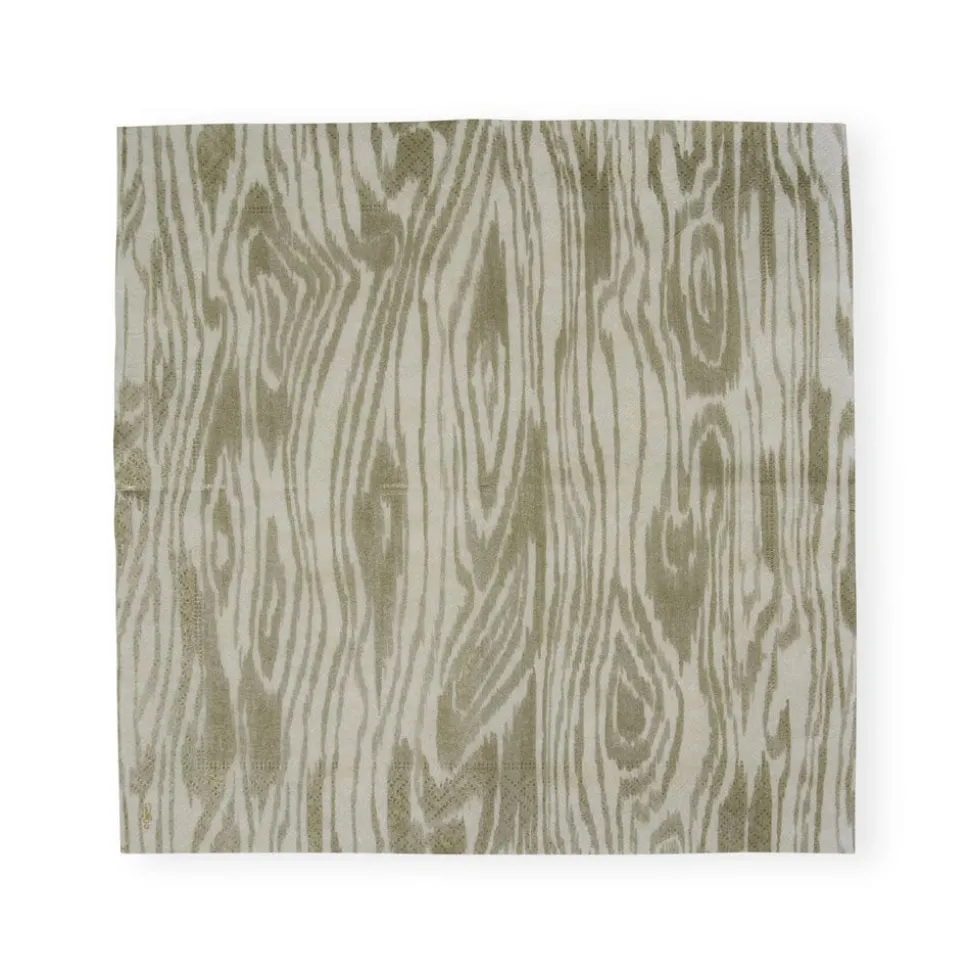 Woodgrain Silver & Gold Cocktail Napkins - 20 Per Package