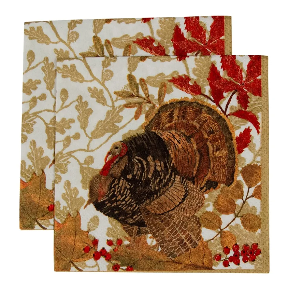 Woodland Turkey Paper Cocktail Napkins - 40 Per Box