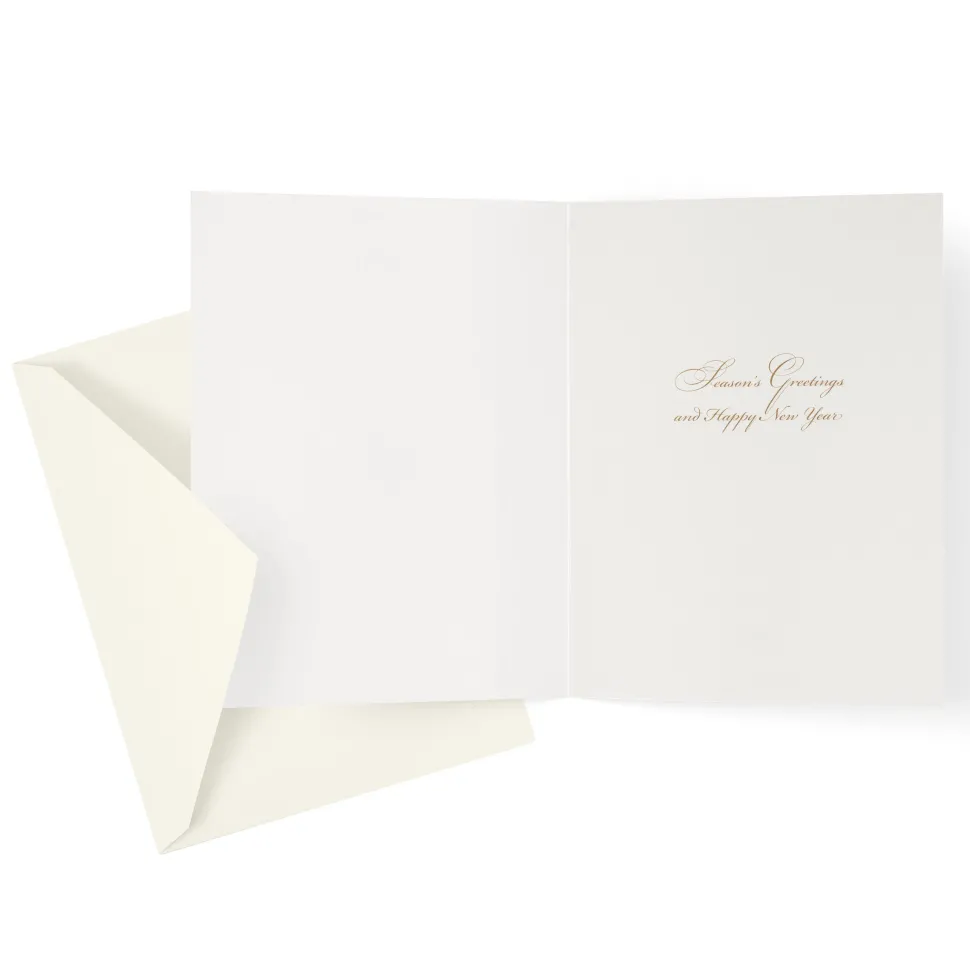 Wreath With Stripe Bow Large Boxed Christmas Cards - includes 15 Boxed Christmas Cards & Envelopes