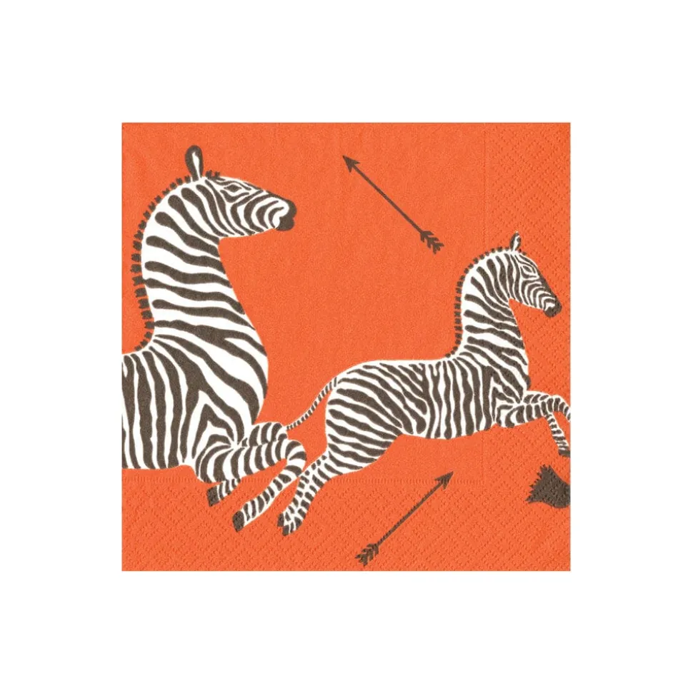 Zebras Orange Boxed Cocktail Napkins - 40 Per Box