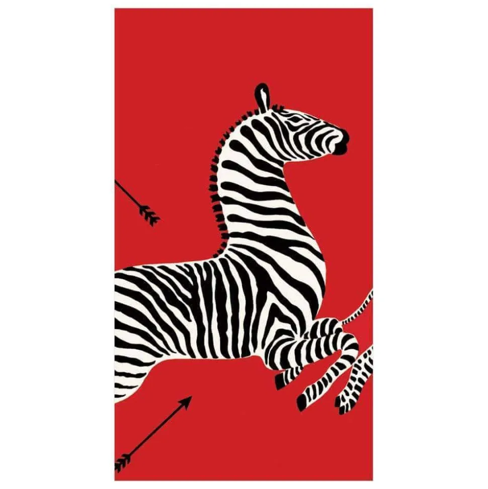 Zebras Paper Guest Towel Napkins in Red - 15 Per Package